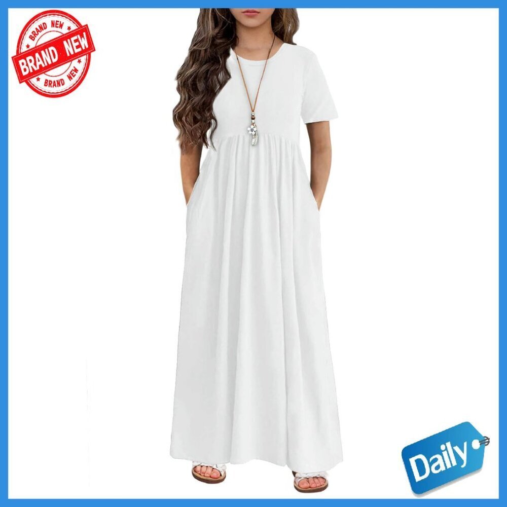 Girls Maxi Dress with Pockets Casual Holiday 5-13 Years